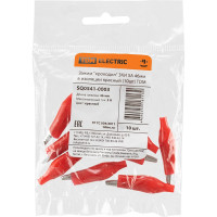 Зажим для проводов (крокодил) ЗКИ 5А TDM ELECTRIC 46мм в изоляции красный упаковка 10 штук SQ0541-0003
