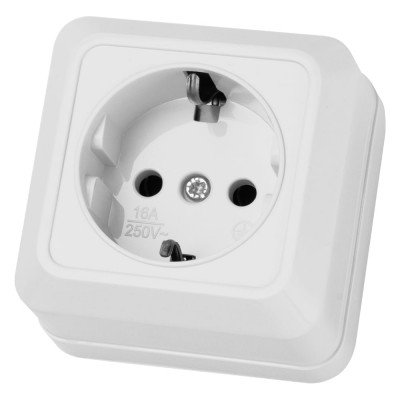 Розетка открытой установки 2П+З IP20 16А, белая TDM ELECTRIC Ладога SQ1801-0015