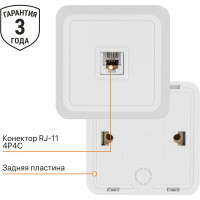 Розетка TDM ELECTRIC TФ (RJ-11) открытой установки IP20, белая серия "Ладога" SQ1801-0021