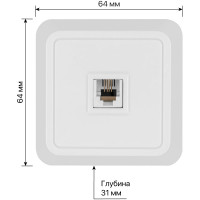 Розетка TDM ELECTRIC TФ (RJ-11) открытой установки IP20, белая серия "Ладога" SQ1801-0021