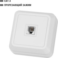 Розетка TDM ELECTRIC TФ (RJ-11) открытой установки IP20, белая серия "Ладога" SQ1801-0021