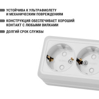 Двойная розетка открытой установки с защитными шторками 2П+З IP20 16А, белый TDM ELECTRIC Ладога SQ1801-0062