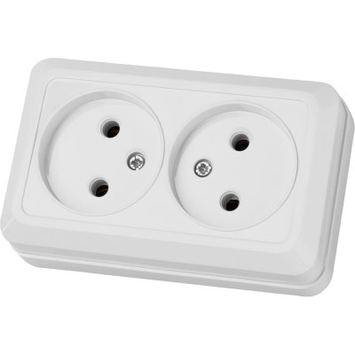 Двойная розетка открытой установки 2П IP20 10А, белая TDM ELECTRIC Ладога SQ1801-0017