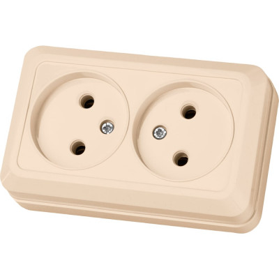 Двойная розетка открытой установки 2П IP20 10А, слоновая кость TDM ELECTRIC Ладога SQ1801-0018