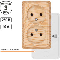 Двойная розетка открытой установки 2П IP20 10А, сосна TDM ELECTRIC Ладога SQ1801-0051