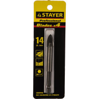 Сверло "PROFI" 14мм по керамике и стеклу, с четырьмя режущими лезвиями STAYER 2985-14_z*01