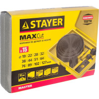 Набор коронок MASTER по дереву (15 предметов; 19-127 мм) STAYER 29600-H15