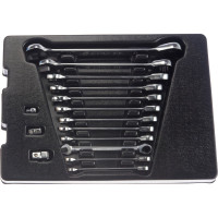 Набор трещоточных комбинированных ключей (ложемент, 15 предметов) KING TONY 9-10115MR