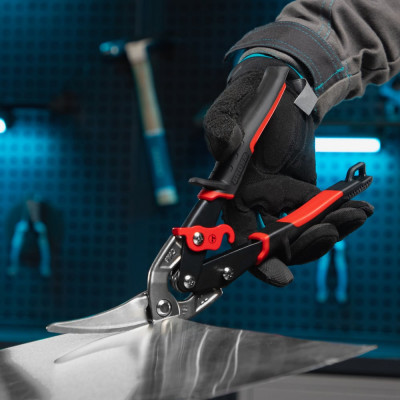 Ножницы по металлу GROSS PIRANHA 270 мм, прямой и левый проходной рез, сталь - СrMo, двухкомп. рук-ки 78331