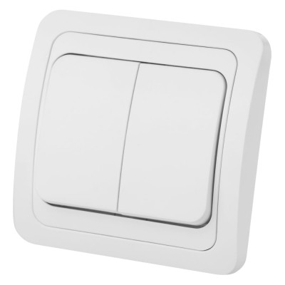 Двухклавишный выключатель TDM ELECTRIC 10А белый Валдай SQ1804-0002