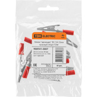 Зажим крокодил TDM ELECTRIC ЗК 15А 53мм красный 10шт SQ0541-0007