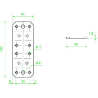 Крепежная пластина РК ГРУП 120x45х1.8 РК000002589