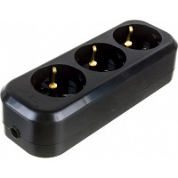 3-местная колодка LUX черная (розетка удлинителя) У3-Е с заземлением, 250В 16А 4606400420842