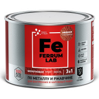 Грунт-эмаль FERRUM LAB по ржавчине 3 в 1 молотковая медная, банка 0,4 л 213549