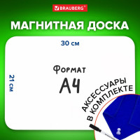 Магнитно-маркерная доска BRAUBERG на холодильник 30x21 см с маркером, магнитом и салфеткой 237846