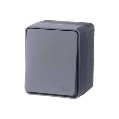 1-клавишный переключатель Systeme Electric AtlasDesign PROFI IP54 открытой установки 10 АХ, антрацит ATN544061