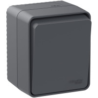 1-клавишный переключатель Systeme Electric AtlasDesign PROFI IP54 открытой установки 10 АХ, антрацит ATN544061