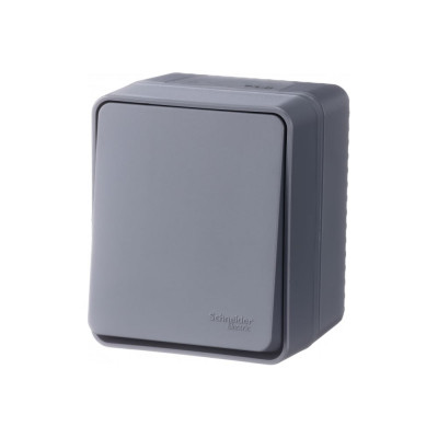 1-клавишный выключатель Systeme Electric AtlasDesign PROFI IP54 открытой установки 10 АХ, антрацит ATN544011