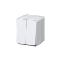 2-клавишный выключатель Systeme Electric AtlasDesign PROFI IP54 открытой установки 10 АХ, белый ATN540151