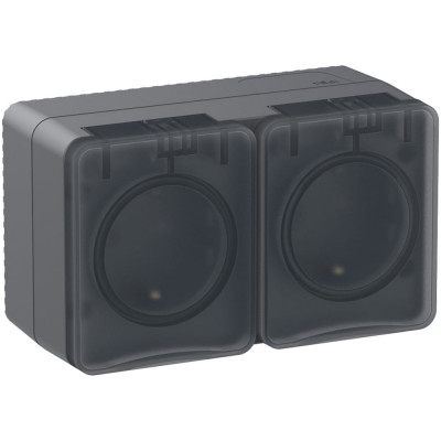 Двойная розетка Systeme Electric AtlasDesign PROFI IP54 открытой установки с заземлением со шторками 16А 250B ATN544026