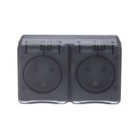 Двойная розетка Systeme Electric AtlasDesign PROFI IP54 открытой установки с заземлением со шторками 16А 250B ATN544026