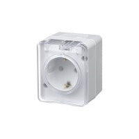 Розетка с заземлением со шторками AtlasDesign Profi IP54, 16 АХ, 250 В, открытой установки, Белый Systeme Electric ATN540145