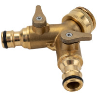 Разветвитель на кран SanTrade 2-х канальный 1/2-3/4, латунный ST (SM-HQC0704) 0136