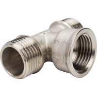 Тройник STI латунный Ду15 (1/2") Н-В-Н никелированный D270-05067