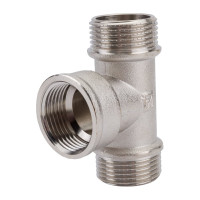 Тройник STI латунный Ду20 (3/4") Н-В-Н никелированный D190-00076