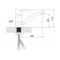 Смеситель для кухни Gota Rocio Leone с коротким изливом, с гайкой, d35 1/10 052210-GOTA