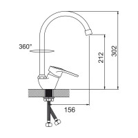 Смеситель для кухни Gota Rocio Salamanca с высоким изливом, крепление гайка d40 1/10 162310-GOTA