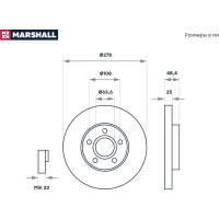 Тормозной диск передний Ford C-Max II 10- / Focus III 10- MARSHALL M2000506
