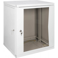 Настенный разборный шкаф 19" КДДС 9U, стеклянная дверь, 600x450, серый УТ000003576
