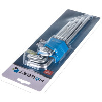 Набор Г-образных экстра длинных ключей HOEGERT TECHNIK TORX S2, 9 шт. HT1W831