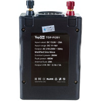 Автомобильный инвертор TopOn 200 Вт, 1 розетка, 2 USB, LCD экран, пиковая мощность 400 Вт, черный TOP-PI201