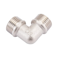 Угольник STI латунный Ду15 (1/2") Ру16 НР/НР никелированный D270-05010