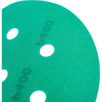 Круг шлифовальный на липучке - зелёный 125 мм, 5 шт, P400 FASTER TOOLS 8547