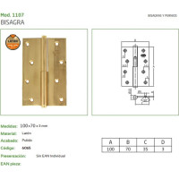 Петля Amig латунь зеркальная полированная IZ-правая 1107-100х70 (IZ)