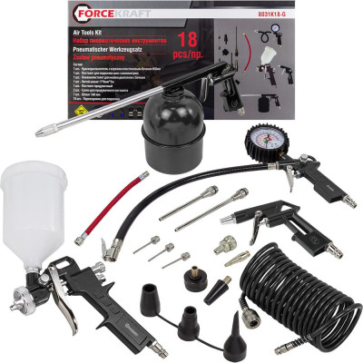 Набор пневмоинструмента Forcekraft 18 пр. FK-8031K18-G /E-70/(51064)