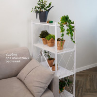 Металлический стеллаж ГЕЛЕОС Атлант-4, 4 полки, складной, размер 760x400x1260 мм, белый АСТ-42