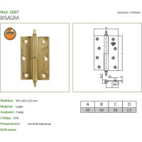 Петля Amig IZ-правая, латунь 1007-90х60 (IZ)