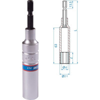 Головка шестигранная 1/4", 13х110 мм для шуруповерта KING TONY 76C1113M