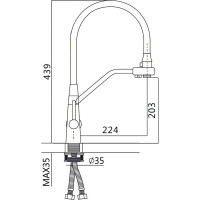 Смеситель для кухни OUTE с гибким съемным изливом и дополнительным выводом фильтра T603BK-341