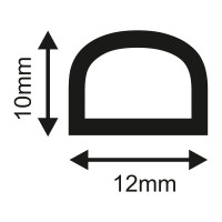 Уплотнитель VETTORE профиль D 10x12 мм, 50 м, Black черный 20368
