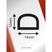 Уплотнитель VETTORE профиль D 12x14 мм, 40 м, Black черный 20456