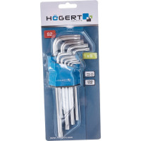 Набор Г-образных ключей HOEGERT TECHNIK длинные, TORX S2, 9 шт HT1W830