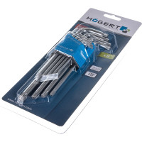 Набор Г-образных ключей HOEGERT TECHNIK длинные, TORX S2, 9 шт HT1W830