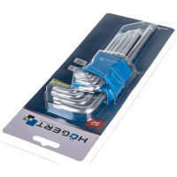 Набор Г-образных ключей HOEGERT TECHNIK длинные, TORX S2, 9 шт HT1W830