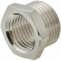 Футорка 3/8" х 1/4" сантехническая MPF переходник латунная никелированная наружная-внутренняя резьба ИС.072201