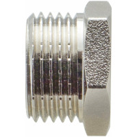 Футорка 3/8" х 1/4" сантехническая MPF переходник латунная никелированная наружная-внутренняя резьба ИС.072201